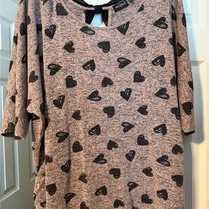 Tempted Heart Print Tunic in Pink and Black